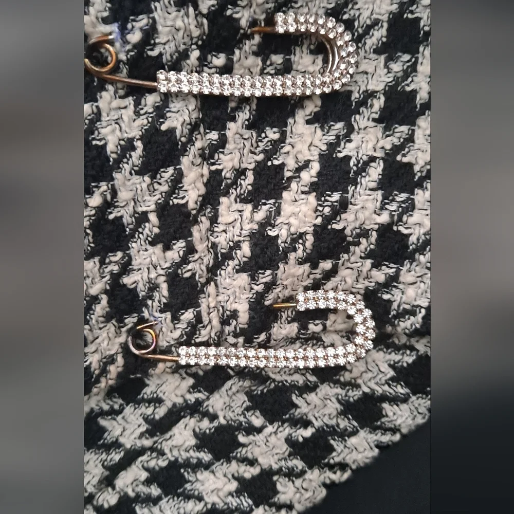 Zara Black And White Houndstooth Cropped Blazer - Picture 5 of 9